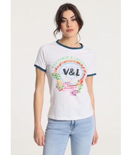 V&LUCCHINO - Camiseta de manga corta estilo mediterraneo