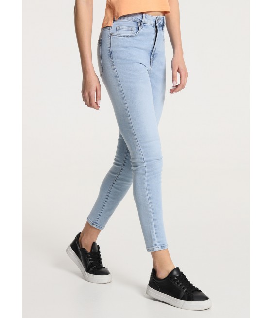 V&LUCCHINO - Jeans High Waist Skinny - Tiro Medio lavado medio|Tallaje en Pulgadas