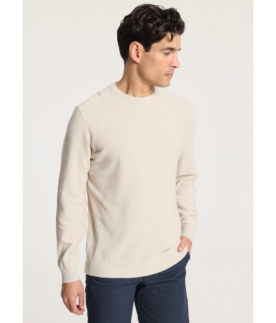 V&LUCCHINO - Pullover crew neck special knit construction