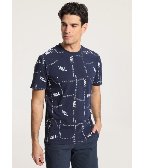 V&LUCCHINO - T-shirt Short Sleeve All-Over Print