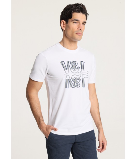 V&LUCCHINO - Camiseta de manga corta basica con Grafica en el pecho