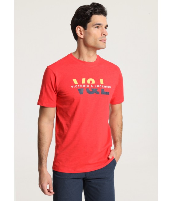 V&LUCCHINO - Kurzarm-T-Shirt mit V&L-Druck auf der Brust