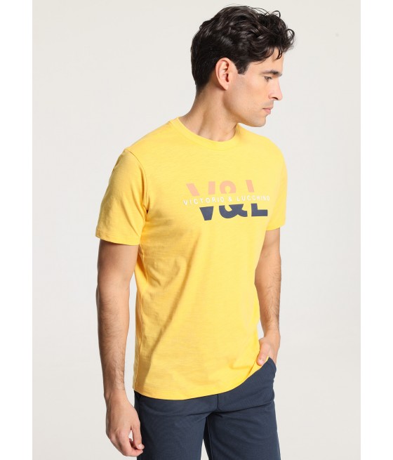 V&LUCCHINO - Kurzarm-T-Shirt mit V&L-Druck auf der Brust