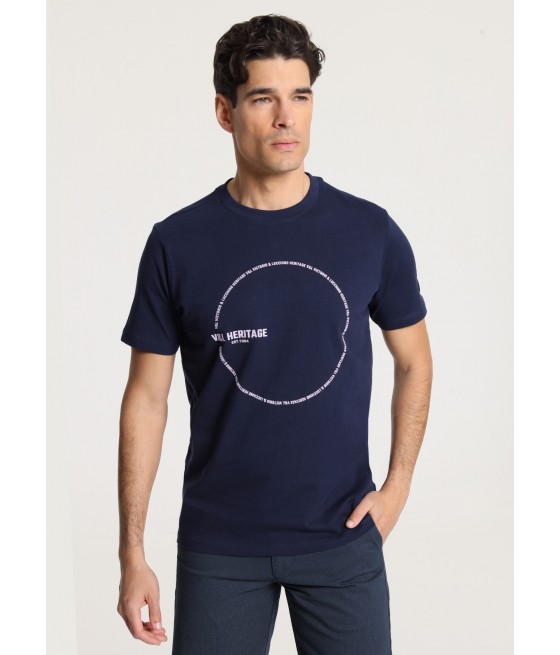 V&LUCCHINO - Kurzärmeliges T-Shirt mit Kreismuster auf der Brust