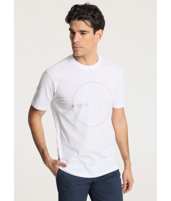 V&LUCCHINO - Kurzarm-T-Shirt mit kreisförmigem Muster auf der Brust