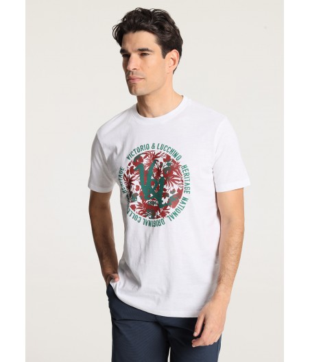 V&LUCCHINO - T-shirt Short Sleeve Circular Graphic at Front