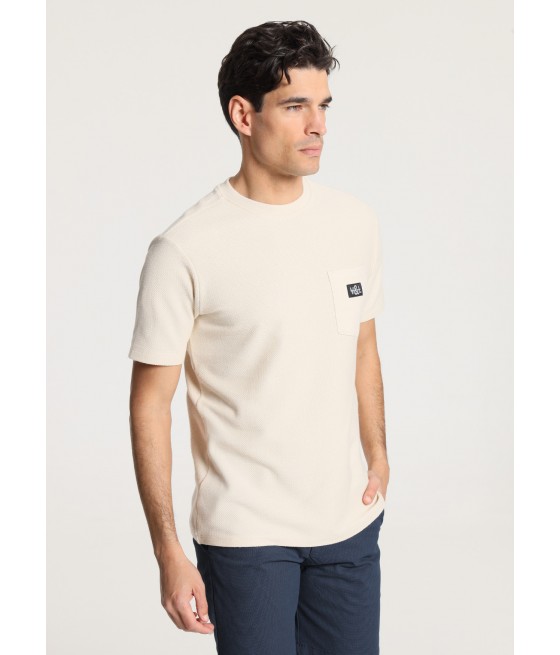 V&LUCCHINO - T-shirt manche courte tissu jacquard avec poche