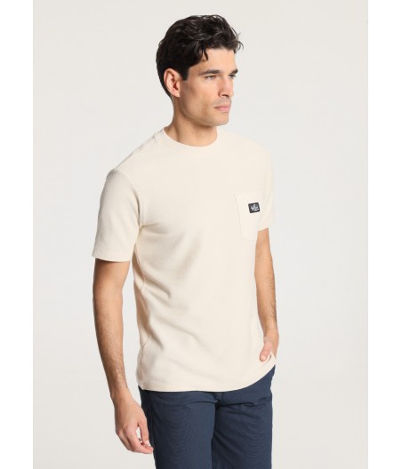 V&LUCCHINO - Kurzarm-T-Shirt aus Jacquardgewebe mit Tasche