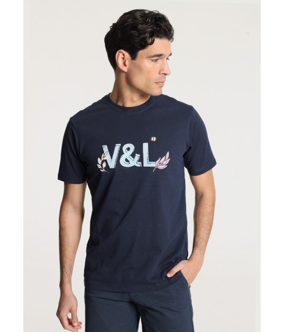 V&LUCCHINO - T-shirt basic Short Sleeve  Graphic V&L leaves