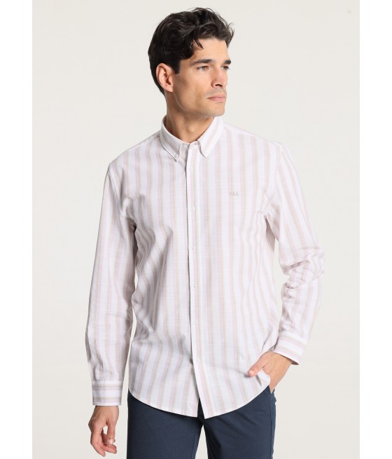 V&LUCCHINO - Camisa de manga larga con estampado a rayas