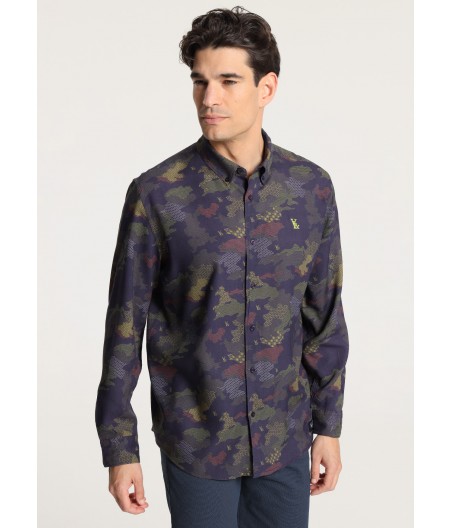 V&LUCCHINO - Shirt Short Sleeve All-Over camouflage Print