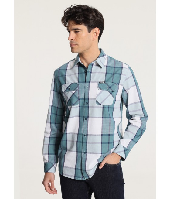 SIX VALVES - Shirt long sleeves Plaid with pockets
