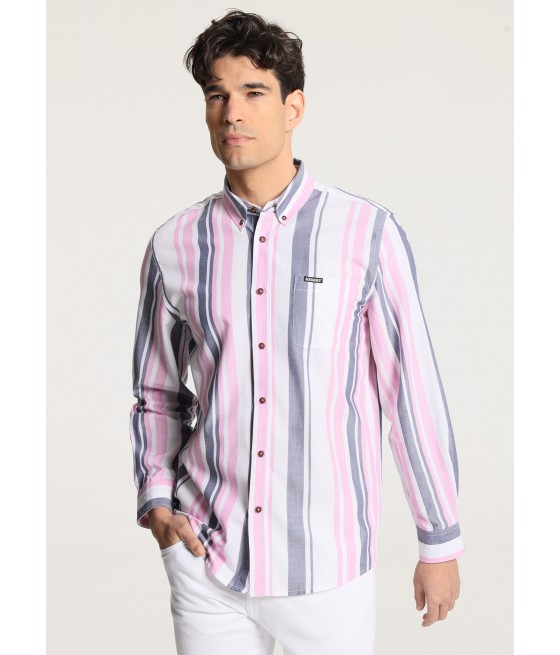 SIX VALVES - Shirt long sleeves Striped Oxford