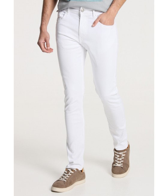 SIX VALVES - Jeans Coupe Super Skinny - Taille Moyenne- Denim Blanc |Tailles en pouces