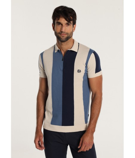 BENDORFF - Polo Short Sleeve tricolor stripes with zipper