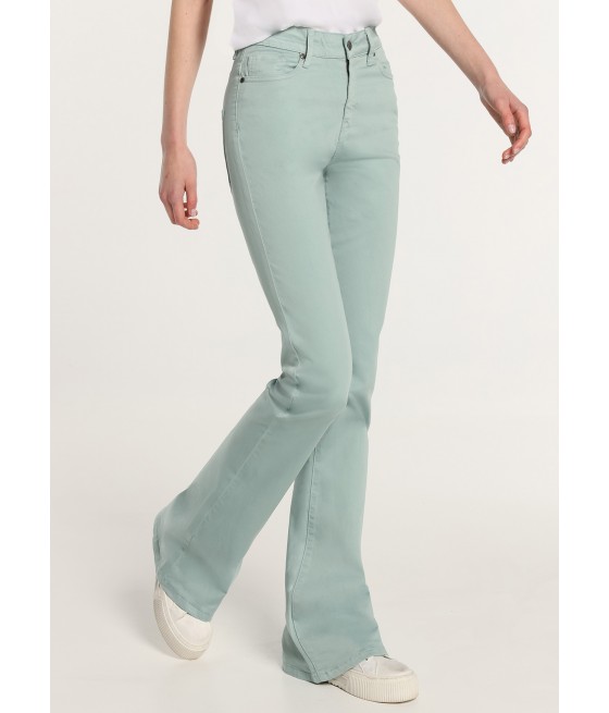 CIMARRON - CARLA-NECTAR - Pantalon Color | Flare - Tiro Largo Elastic Saten  | Tallaje en Pulgadas