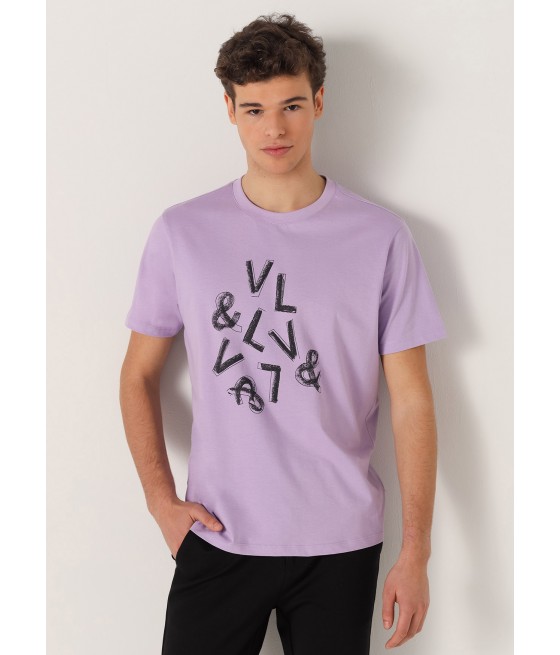 V&LUCCHINO - Camiseta grafica de manga corta con logo Tiza