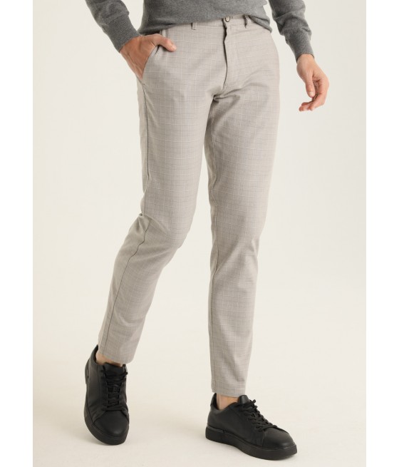 BENDORFF - Slim Fit Chino Trousers - Medium Tight mit Karodruck |Größe in Inches