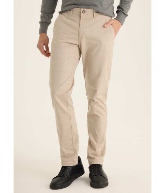 BENDORFF - Chino Slim Pants - Mittlere Taille mit Karodruck |Größe in Inches