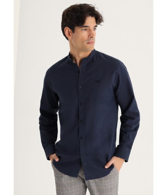 V&LUCCHINO - Chemise en Lin manches longues Col Mao