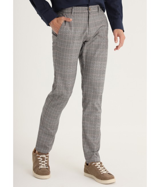 V&LUCCHINO - Trouser Chino Slim FIt - Medium Waist Check Print |Size in Inches