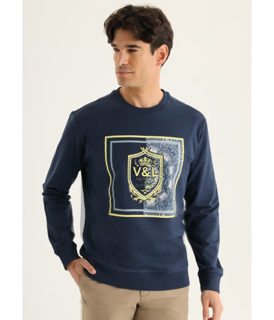 V&LUCCHINO - Sweatshirt ohne Kapuze mit Boxkragen