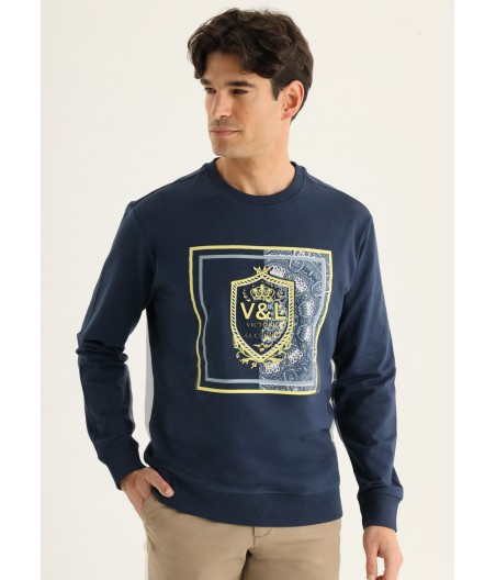 V&LUCCHINO - Sweatshirt ohne Kapuze mit Boxkragen