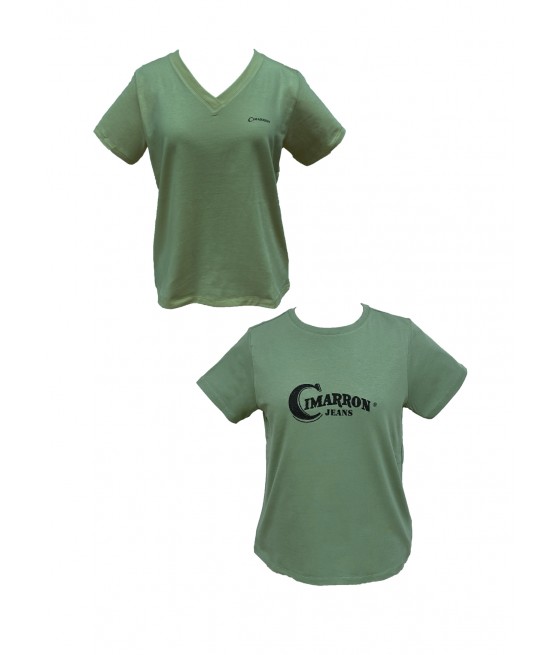 CIMARRON - SET DE VERDE | Camisetas básicas manga corta de cuello redondo y cuello pico