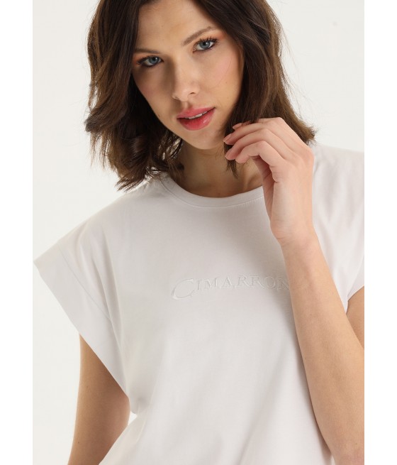 CIMARRON - ZAC-RAFFI Camiseta básica de algodón orgánico manga corta de cuello redondo