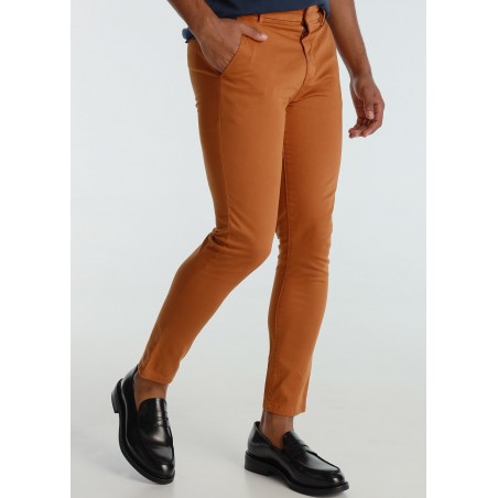 SIX VALVES - Pantalon Chino Saten Color Slim | Tallaje en Pulgadas