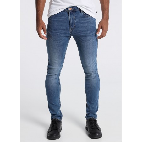 SIX VALVES - Pantalon Denim Medium Blue Pitillo   | Tallaje en Pulgadas