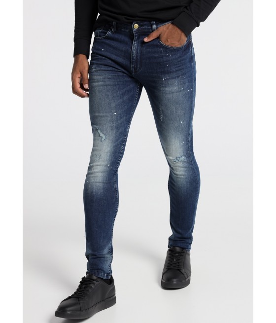 SIX VALVES - Trousers Denim Dark Blue Rip Skinny   | 122739 | Size in Inches
